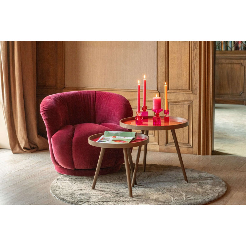 Tables gigognes rondes orange fuchsia lilas bois noir colorées 60 cm Rovella J-Line - 8