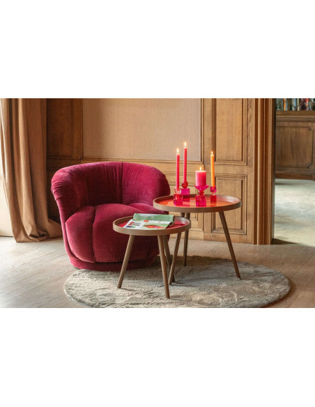 Tables gigognes rondes orange fuchsia lilas bois noir colorées 60 cm Rovella J-Line - 8