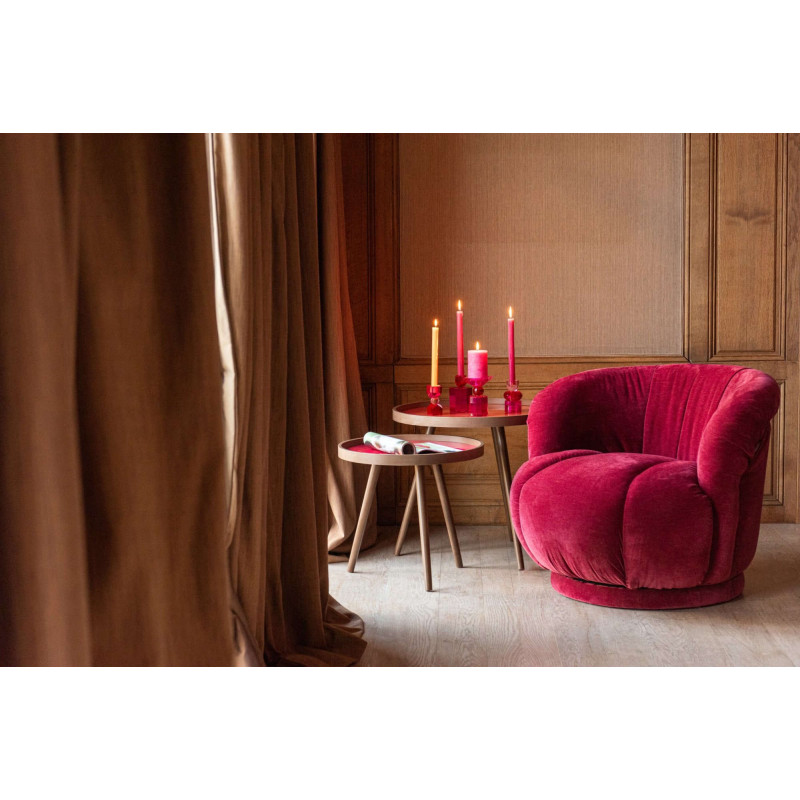 Tables gigognes rondes orange fuchsia lilas bois noir colorées 60 cm Rovella J-Line - 9