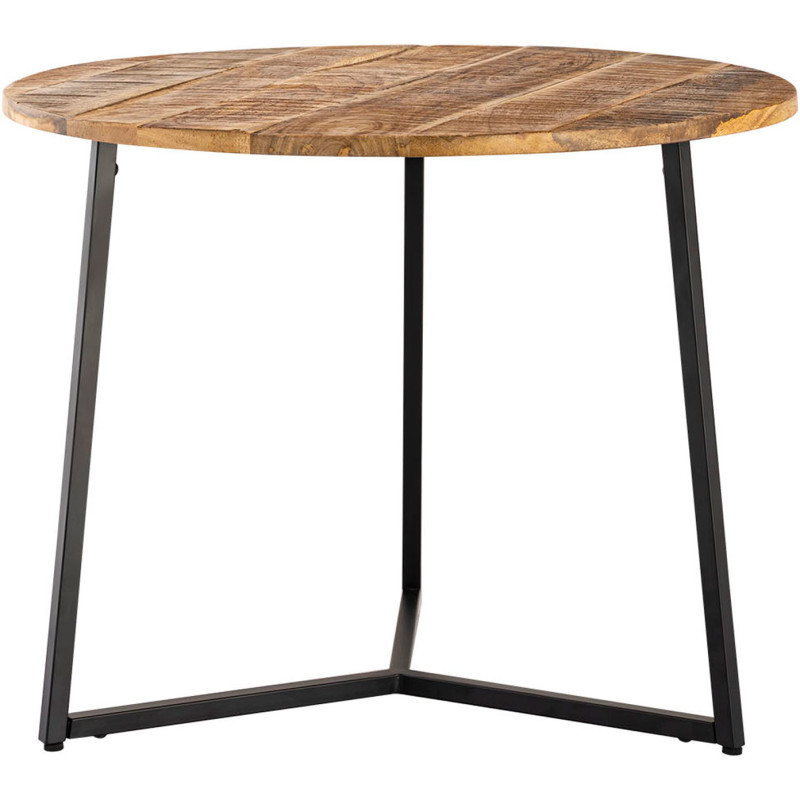 Table basse ronde manguier recyclé métal noir 56 cm Brivaro Histoires Singulières - 1