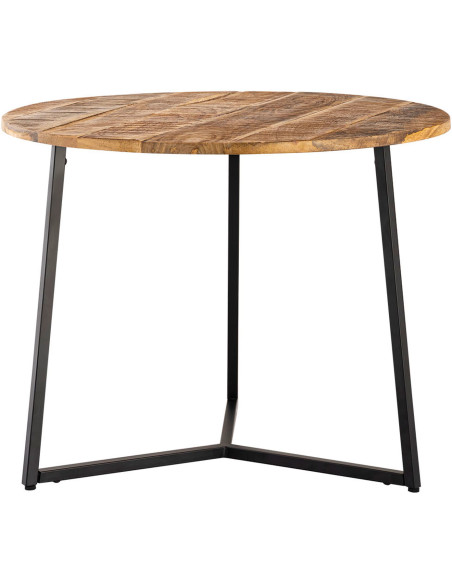 Table basse ronde manguier recyclé métal noir 56 cm Brivaro Histoires Singulières - 1