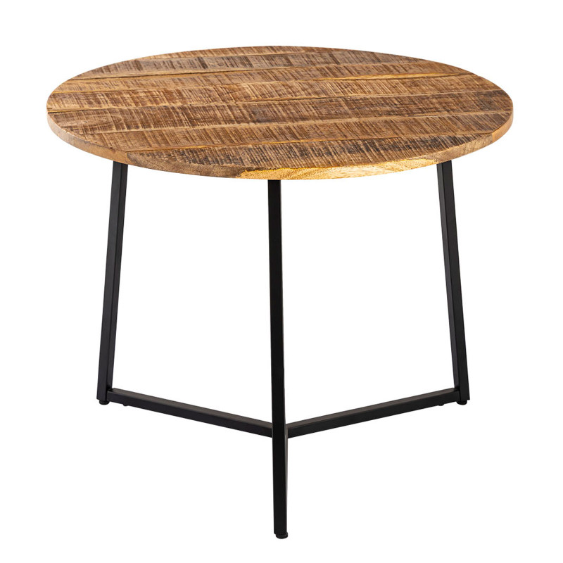 Table basse ronde manguier recyclé métal noir 56 cm Brivaro Histoires Singulières - 2