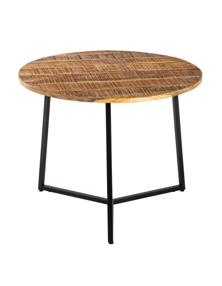 Table basse ronde manguier recyclé métal noir 56 cm Brivaro Histoires Singulières - 2