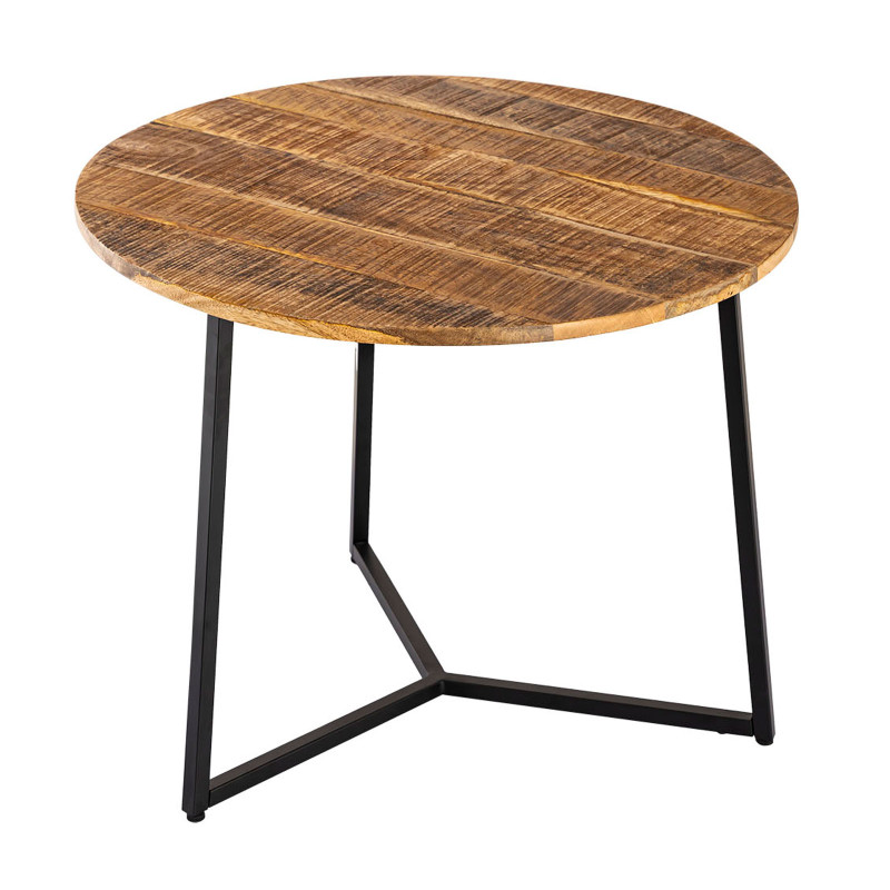 Table basse ronde manguier recyclé métal noir 56 cm Brivaro Histoires Singulières - 3