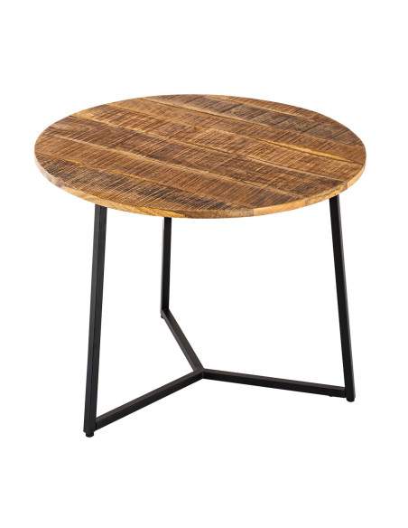 Table basse ronde manguier recyclé métal noir 56 cm Brivaro Histoires Singulières - 3