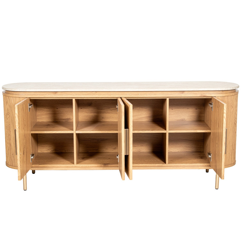 Buffet enfilade bois chêne plateau effet marbre 180 cm Oryndel  - 3
