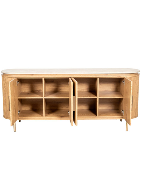 Buffet enfilade bois chêne plateau effet marbre 180 cm Oryndel  - 3