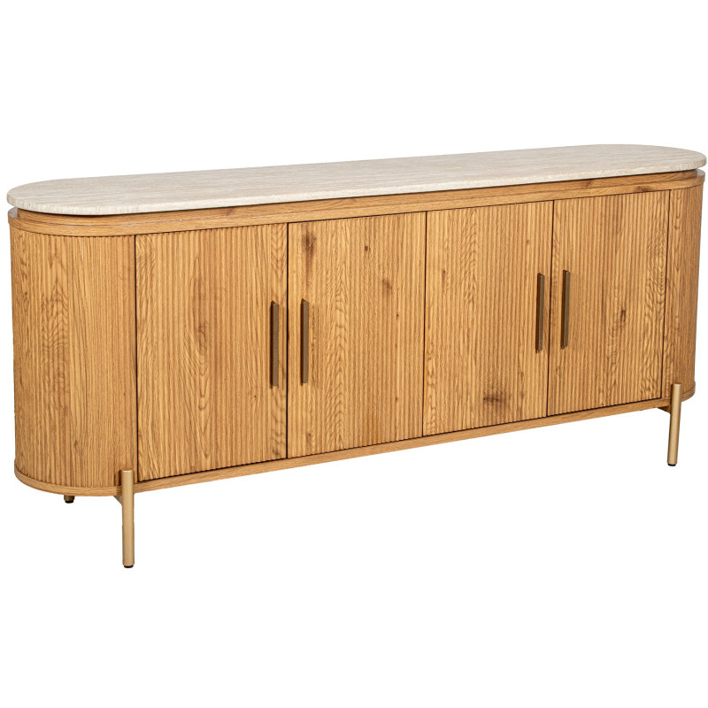 Buffet enfilade bois chêne plateau effet marbre 180 cm Oryndel  - 1