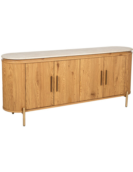 Buffet enfilade bois chêne plateau effet marbre 180 cm Oryndel  - 1