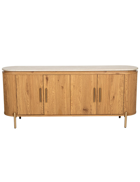 Buffet enfilade bois chêne plateau effet marbre 180 cm Oryndel  - 4