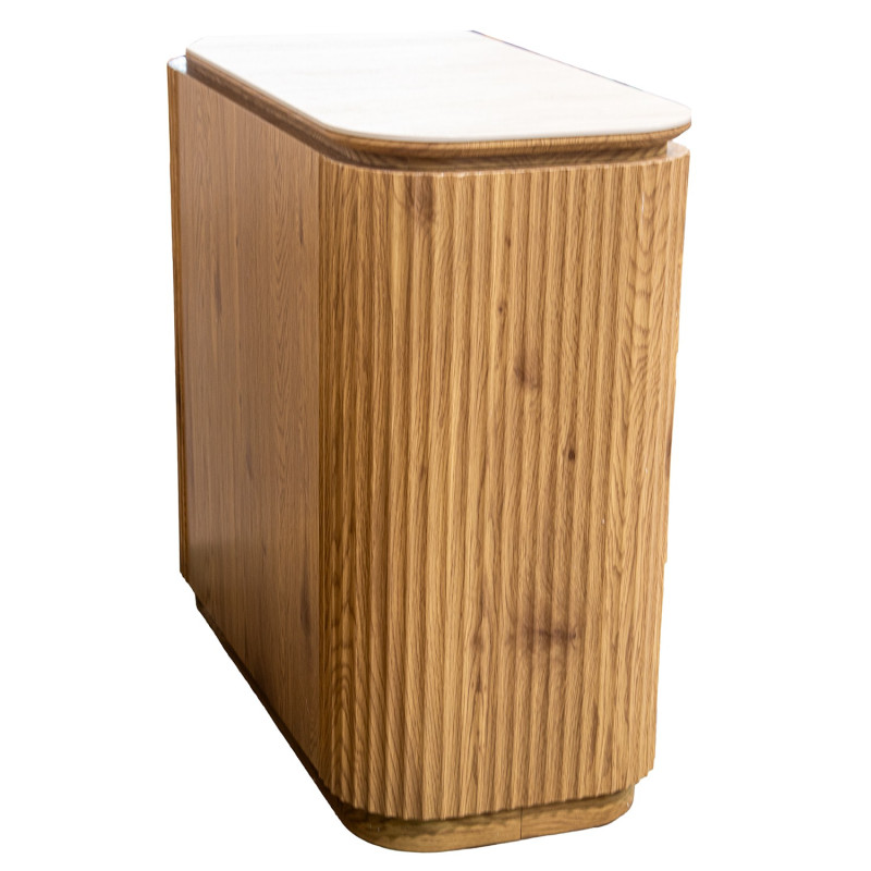 Commode 3 tiroirs bois clair plateau céramique 90 cm Deussinia  - 4