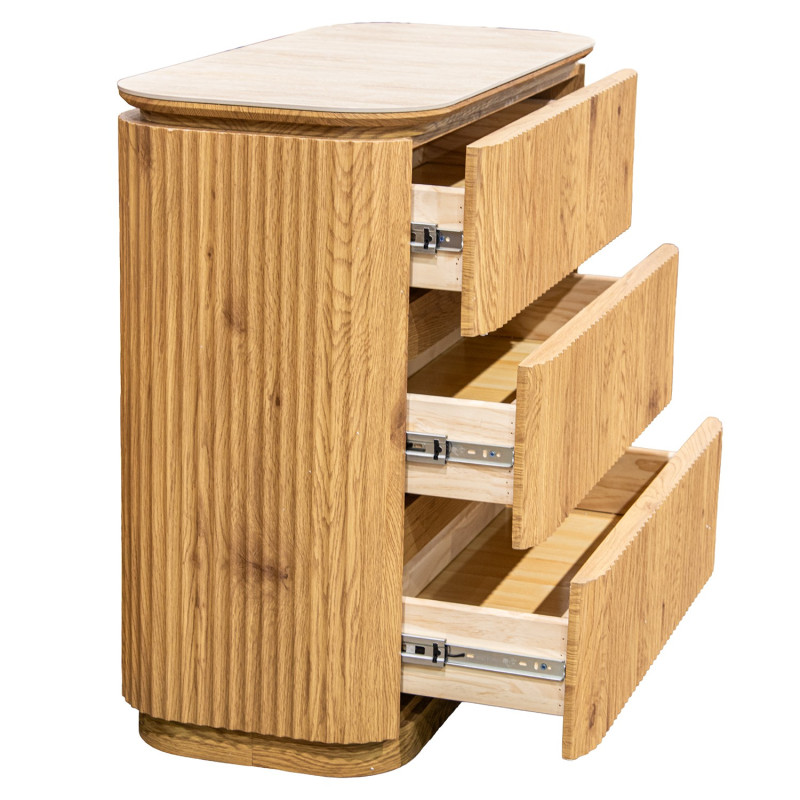 Commode 3 tiroirs bois clair plateau céramique 90 cm Deussinia  - 7