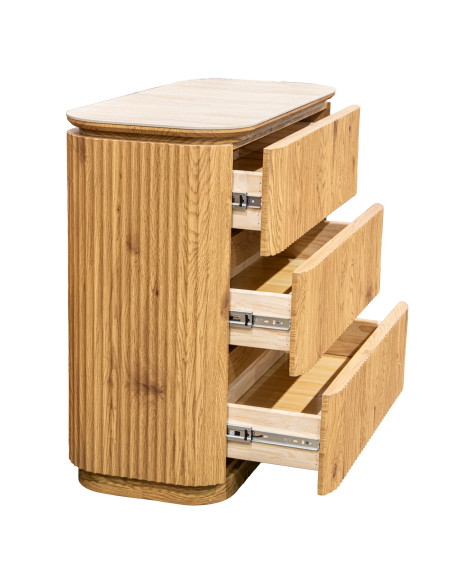 Commode 3 tiroirs bois clair plateau céramique 90 cm Deussinia  - 7