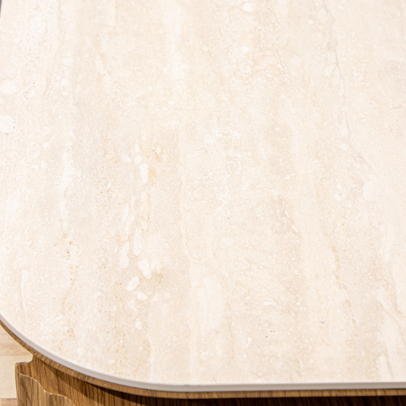 Table de chevet 2 tiroirs bois clair céramique 55 cm Deussinia  - 4