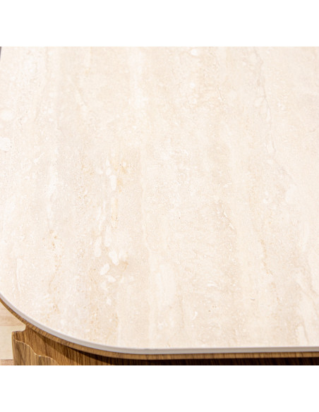 Table de chevet 2 tiroirs bois clair céramique 55 cm Deussinia  - 4