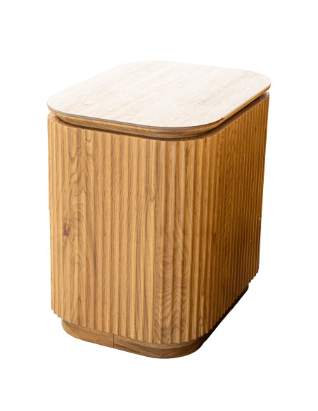 Table de chevet 2 tiroirs bois clair céramique 55 cm Deussinia  - 3