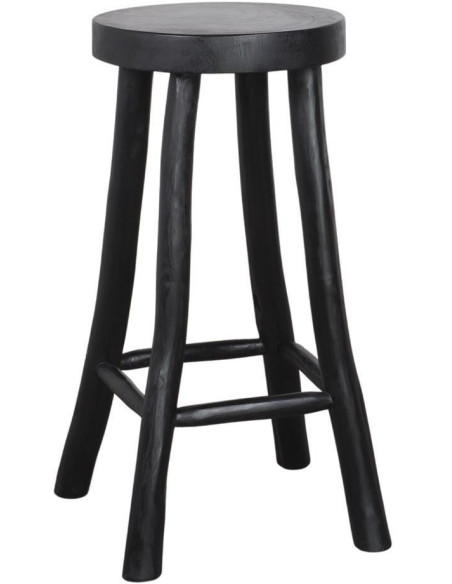 Tabouret de bar bois massif noir 72 cm Norsyra  - 1