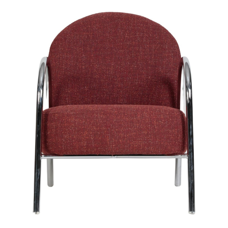 Fauteuil de salon tissu terracotta métal chromé Ravlina  - 2