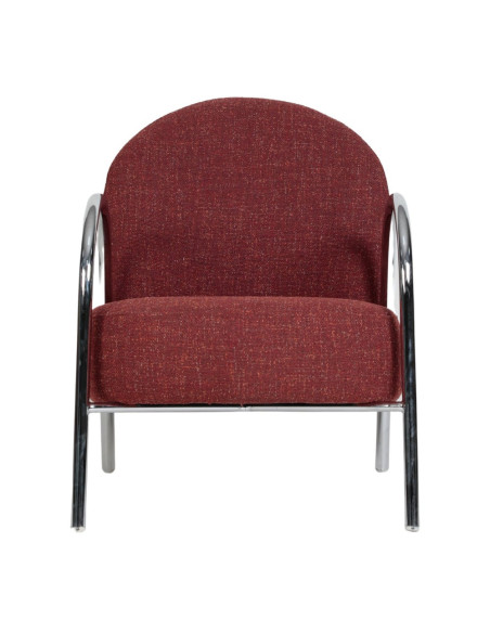 Fauteuil de salon tissu terracotta métal chromé Ravlina  - 2