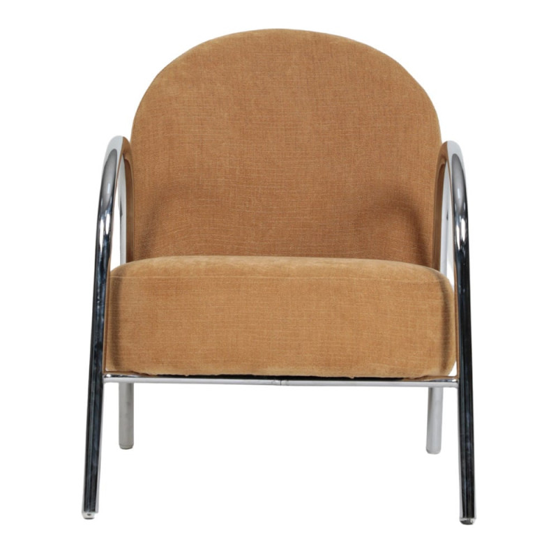 Fauteuil de salon tissu jaune moutarde métal chromé Ravlina  - 2