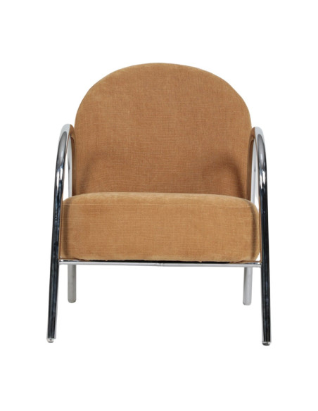 Fauteuil de salon tissu jaune moutarde métal chromé Ravlina  - 2