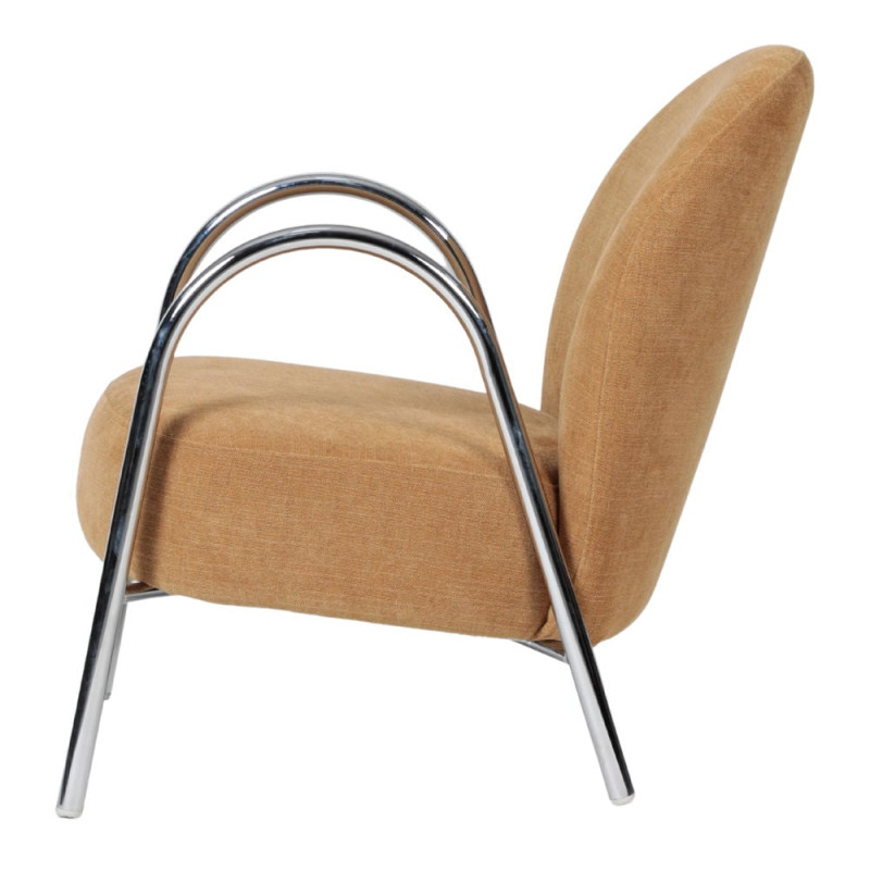 Fauteuil de salon tissu jaune moutarde métal chromé Ravlina  - 3