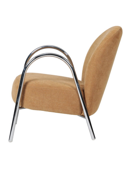 Fauteuil de salon tissu jaune moutarde métal chromé Ravlina  - 3