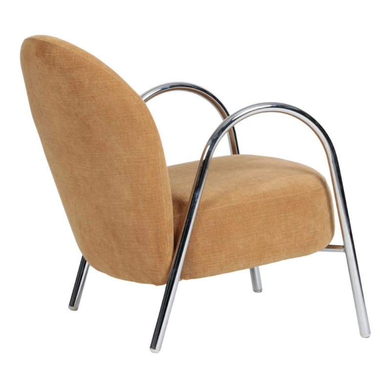 Fauteuil de salon tissu jaune moutarde métal chromé Ravlina  - 4