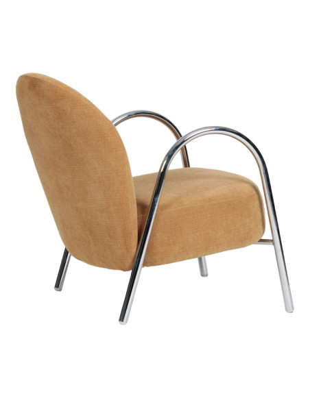 Fauteuil de salon tissu jaune moutarde métal chromé Ravlina  - 4
