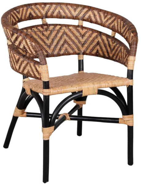 Chaise en rotin avec accoudoirs noir et naturel 70x58x82 cm Tanabe  - 1