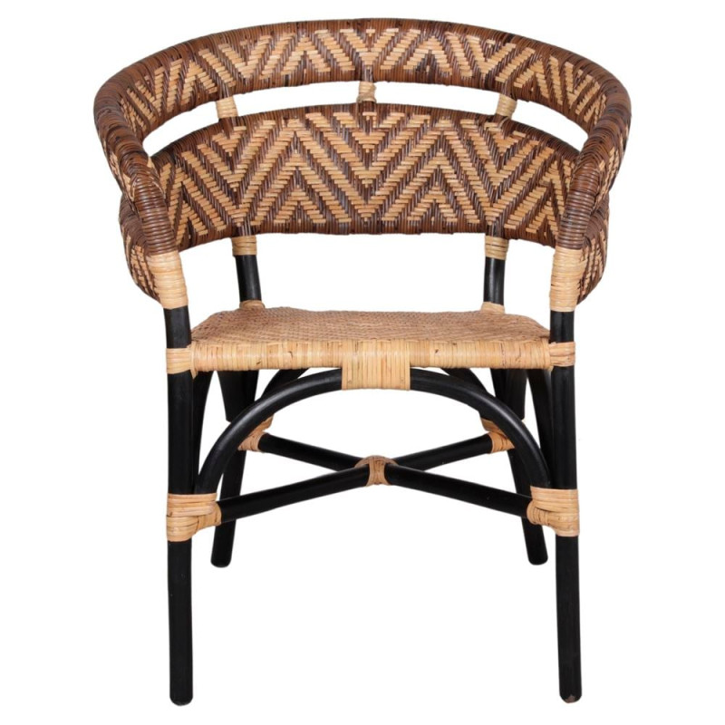 Chaise en rotin avec accoudoirs noir et naturel 70x58x82 cm Tanabe  - 3