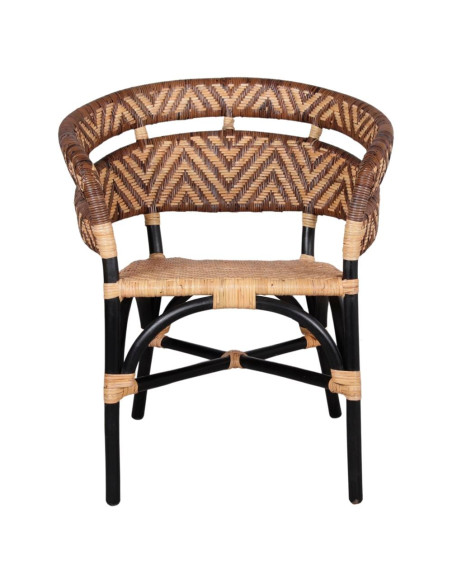 Chaise en rotin avec accoudoirs noir et naturel 70x58x82 cm Tanabe  - 3