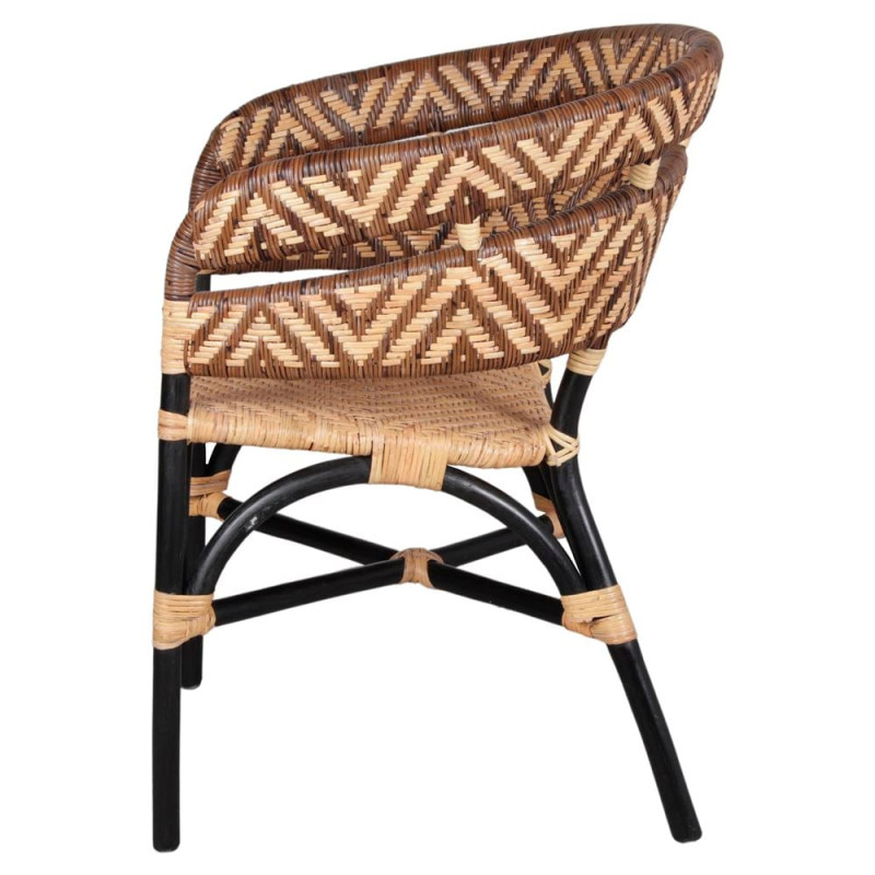 Chaise en rotin avec accoudoirs noir et naturel 70x58x82 cm Tanabe  - 4