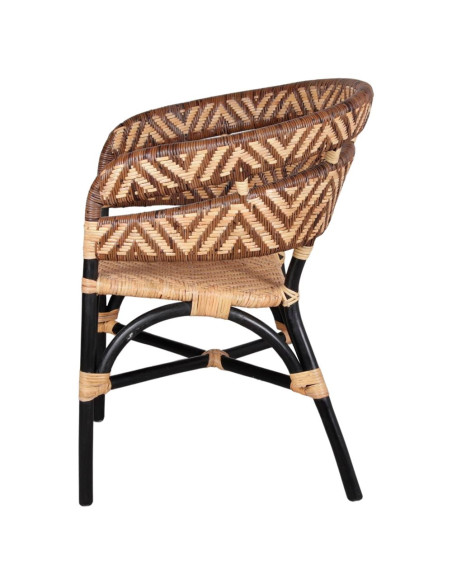 Chaise en rotin avec accoudoirs noir et naturel 70x58x82 cm Tanabe  - 4
