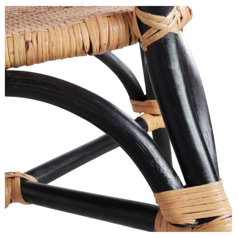 Chaise en rotin avec accoudoirs noir et naturel 70x58x82 cm Tanabe  - 6