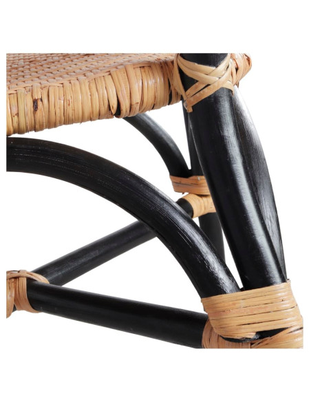Chaise en rotin avec accoudoirs noir et naturel 70x58x82 cm Tanabe  - 6