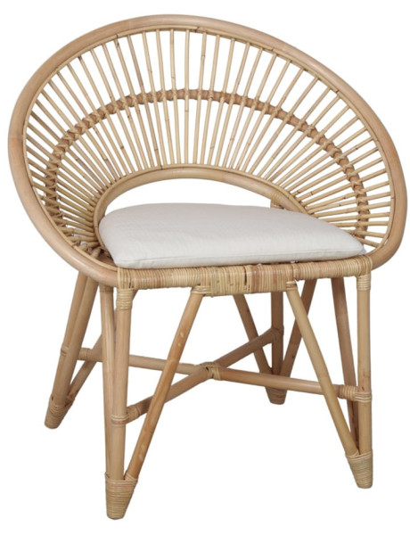 Chaise en rotin naturel avec coussin 76x51x86 cm Kavirel  - 1