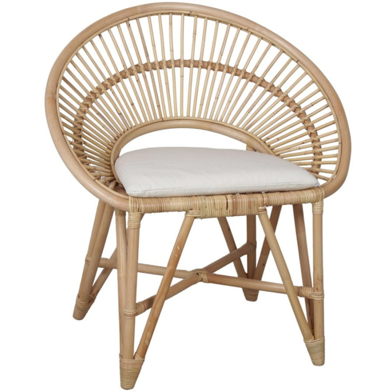 Chaise en rotin naturel avec coussin 76x51x86 cm Kavirel  - 1