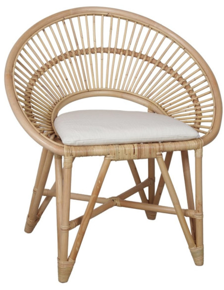 Chaise en rotin naturel avec coussin 76x51x86 cm Kavirel  - 1