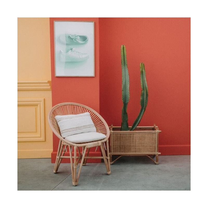 Chaise en rotin naturel avec coussin 76x51x86 cm Kavirel  - 2