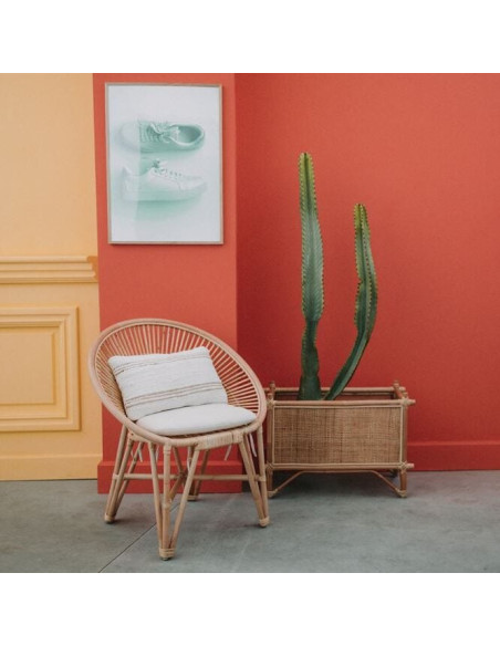 Chaise en rotin naturel avec coussin 76x51x86 cm Kavirel  - 2