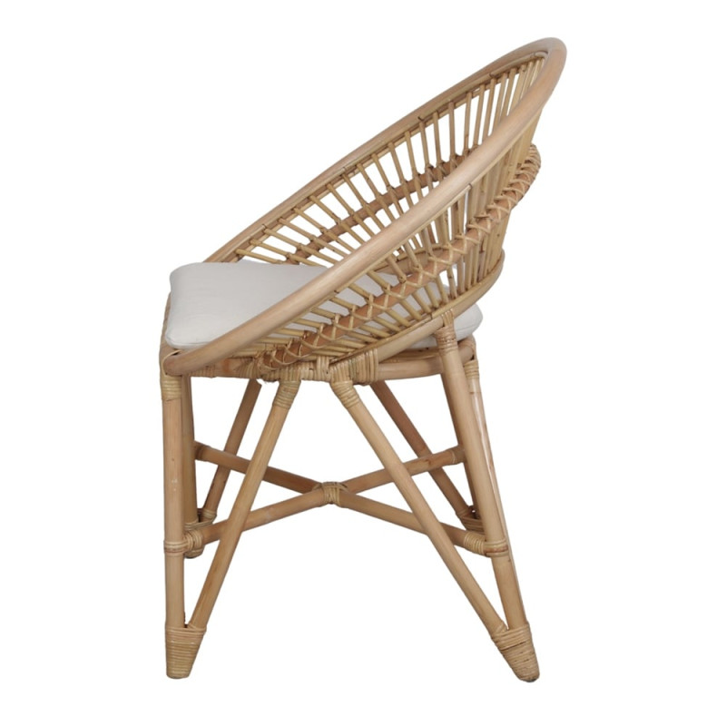 Chaise en rotin naturel avec coussin 76x51x86 cm Kavirel  - 3
