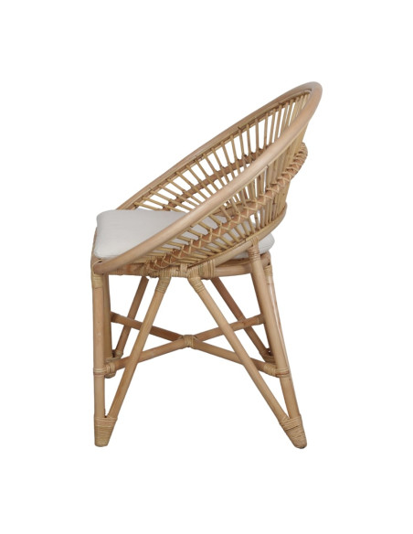 Chaise en rotin naturel avec coussin 76x51x86 cm Kavirel  - 3