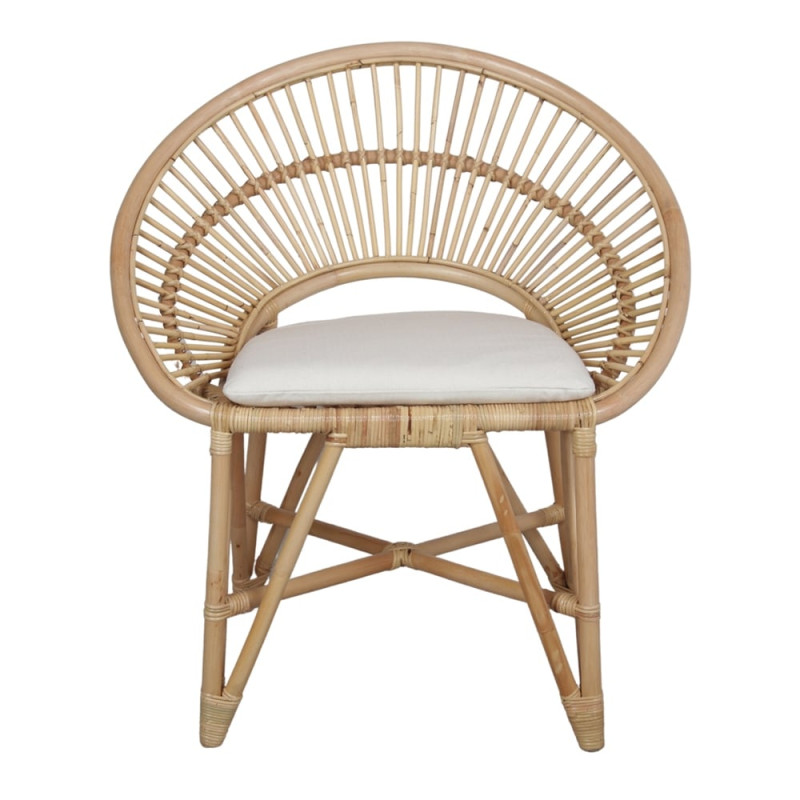 Chaise en rotin naturel avec coussin 76x51x86 cm Kavirel  - 4