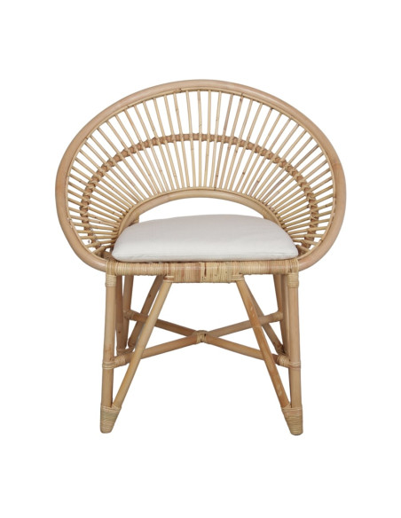 Chaise en rotin naturel avec coussin 76x51x86 cm Kavirel  - 4