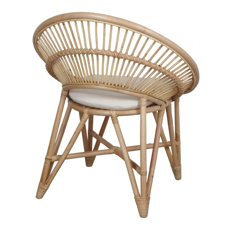 Chaise en rotin naturel avec coussin 76x51x86 cm Kavirel  - 5