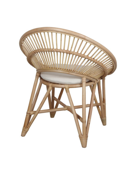 Chaise en rotin naturel avec coussin 76x51x86 cm Kavirel  - 5