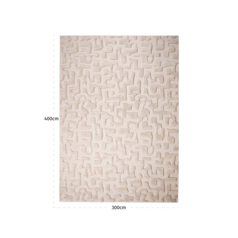 Grand tapis de salon laine et coton beige relief 300x400 cm La Gomera Richmond Interiors - 4