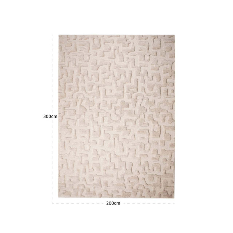 Tapis de salon laine beige relief 200x300 cm La Gomera  - 4