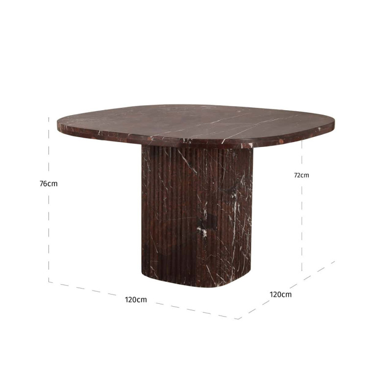 Table à manger marbre bordeaux 120x120 cm Orchid Richmond Interiors - 5